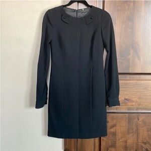 Elie Tahari Black Long Sleeve Sheath Dress cape neck
